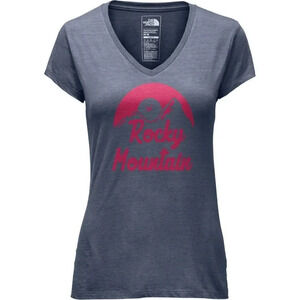 The North Face Women's Grey Short Sleeve‎ V-Neck Graphic Slim Fit T-Shirt Medium